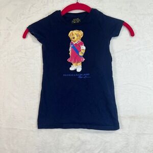 Polo Ralph Lauren Polo Bear T-Shirt 2T Navy Blue Graphic Toddler Girl